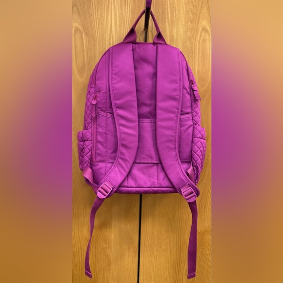 Vera Bradley Quilted Campus Backpack School Book Bag - Dark Raspberry Solid Pink - Picture 7 of 16